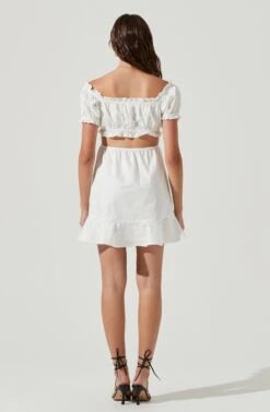 Verana Cutout Puff Sleeve Ruffle Mini Dress -Dresses Sales Store ACDR101088 WHITE 3