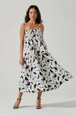 Marlene Square Neck Smocked Midi Dress
