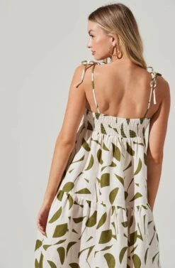 Marlene Square Neck Smocked Midi Dress -Dresses Sales Store ACDR101104 GREENABSTRACT 6