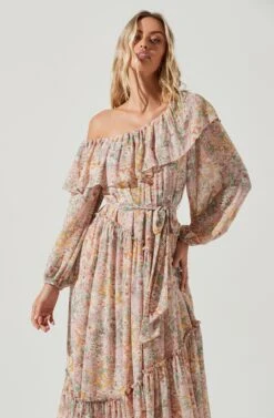 Kaylani Off Shoulder Ruffle Floral Maxi Dress -Dresses Sales Store ACDR101110B PINKMULTIFLORAL 4