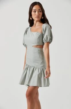 Mayfair Side Cutout Puff Sleeve Mini Dress -Dresses Sales Store ACDR101116 DUSTYSAGE 2 aa9f1d82 f01a 454a 9a96 5412f09d0c8c
