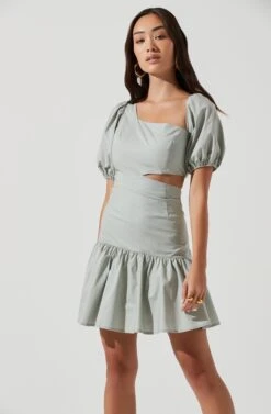 Mayfair Side Cutout Puff Sleeve Mini Dress -Dresses Sales Store ACDR101116 DUSTYSAGE 3 c84f00ce 98ba 4216 b2ee 5fed629cb80b