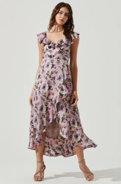 Wilshire Ruffle Open Back Floral Midi Dress