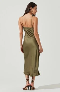 Valinda Ruched Front Midi Dress -Dresses Sales Store ACDR101126 OLIVE 3