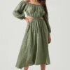 Cassian Off Shoulder Cutout Tie Waist Midi Dress