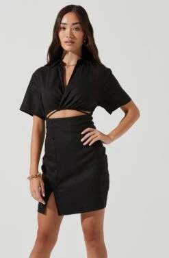 Fresca Cutout Mini Dress -Dresses Sales Store ACDR101157 BLACK 0351