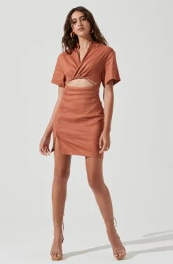 Fresca Cutout Mini Dress -Dresses Sales Store ACDR101157 TERRACOTTA 0066