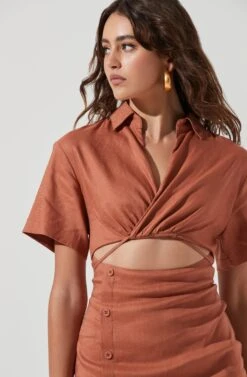 Fresca Cutout Mini Dress -Dresses Sales Store ACDR101157 TERRACOTTA 0083