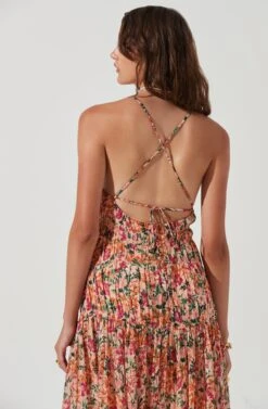 Tropics Plunge Neck Pleated Open Back Maxi Dress -Dresses Sales Store ACDR101168 PEACHFUCHSIAFLORAL 0702 b41a93db 5cf2 4284 b2cd d12d8b4847f2