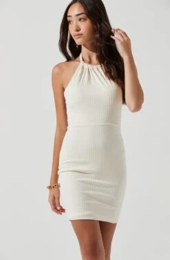 Del Mar Halter Bodycon Mini Dress -Dresses Sales Store ACDR101170 OFFWHITE 0141