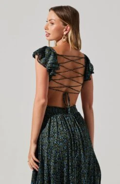 Primrose Floral Strappy Back Maxi Dress -Dresses Sales Store ACDR101176 BLACKBLUEDITSY 6