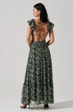 Primrose Floral Strappy Back Maxi Dress -Dresses Sales Store ACDR101176 BLACKPURPLEFLORAL 5