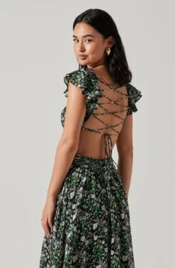 Primrose Floral Strappy Back Maxi Dress -Dresses Sales Store ACDR101176 BLACKPURPLEFLORAL 6