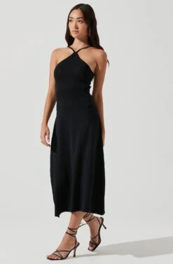 Talia Halter Back Cutout Midi Dress -Dresses Sales Store ACDR101198 BLACK 0926