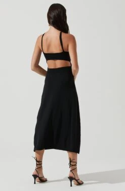 Talia Halter Back Cutout Midi Dress -Dresses Sales Store ACDR101198 BLACK 0936