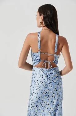 Sandrine Abstract Halter Midi Dress -Dresses Sales Store ACDR101203 LTBLUEBLACKMULTI 0702