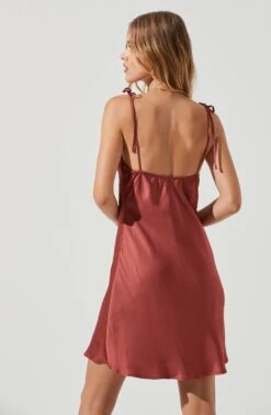 Mona Tie Strap Mini Dress -Dresses Sales Store ACDR101212 MARSALA 1097