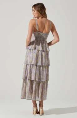 Midsummer Floral Tiered Maxi Dress -Dresses Sales Store ACDR101226B LAVENDERYELLOWFLR 6