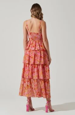 Midsummer Floral Tiered Maxi Dress -Dresses Sales Store ACDR101226B MAGENTAYELLOWFLRL 6
