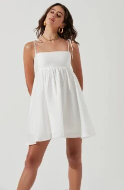 Serenity Square Neck Mini Dress -Dresses Sales Store ACDR101235B WHITE 0317