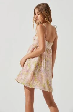 Serenity Floral Square Neck Mini Dress -Dresses Sales Store ACDR101235 PEACHPURPLEWATERCOLOR 0213