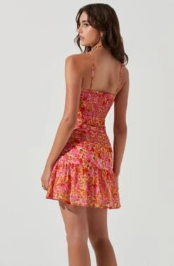 Meg Floral Ruched Mini Dress -Dresses Sales Store ACDR101237 PINKMULTIFLORAL 0772