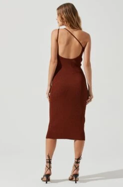 Misty One Shoulder Bodycon Midi Dress -Dresses Sales Store ACDR101247 BROWN 0783