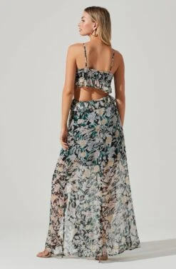 Palace Floral Cutout Ruffle Maxi Dress -Dresses Sales Store ACDR101252 BLACKMULTIFLORAL 04281