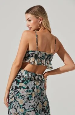 Palace Floral Cutout Ruffle Maxi Dress -Dresses Sales Store ACDR101252 BLACKMULTIFLORAL 04321