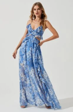 Palace Floral Cutout Ruffle Maxi Dress -Dresses Sales Store ACDR101252 BLUEWHITEFLORAL 0983 932da02d b656 4915 bedb 46ea1b56c6db