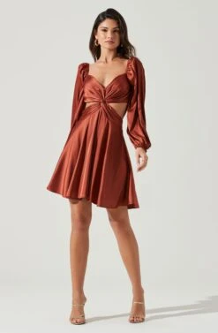 Anamaria Cutout Long Sleeve Mini Dress -Dresses Sales Store ACDR101291 RUST 1998 2