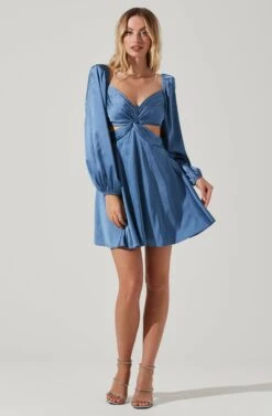 Anamaria Cutout Long Sleeve Mini Dress -Dresses Sales Store ACDR101291 SLATEBLUE 1