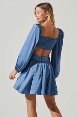 Anamaria Cutout Long Sleeve Mini Dress -Dresses Sales Store ACDR101291 SLATEBLUE 4