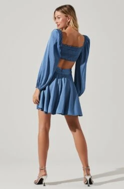 Anamaria Cutout Long Sleeve Mini Dress -Dresses Sales Store ACDR101291 SLATEBLUE 5