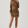 Retro Abstract Print Long Sleeve Mini Dress