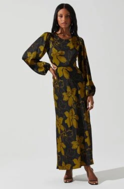 Quinn Floral Cutout Midi Dress -Dresses Sales Store ACDR101358 BLACKMUSTARDFLORAL 2