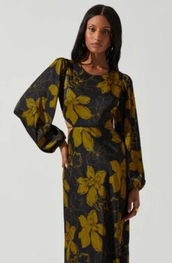 Quinn Floral Cutout Midi Dress -Dresses Sales Store ACDR101358 BLACKMUSTARDFLORAL 4