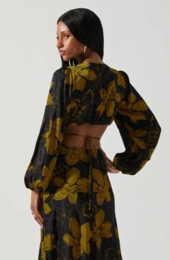 Quinn Floral Cutout Midi Dress -Dresses Sales Store ACDR101358 BLACKMUSTARDFLORAL 6