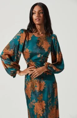 Quinn Floral Cutout Midi Dress -Dresses Sales Store ACDR101358 GREENRUSTFLORAL 2029