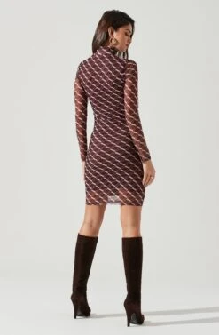 Bryn High Neck Cutout Long Sleeve Mini Dress -Dresses Sales Store ACDR101363 WINEPINKGEO 2124