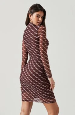 Bryn High Neck Cutout Long Sleeve Mini Dress -Dresses Sales Store ACDR101363 WINEPINKGEO 2126