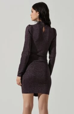 Tillie Metallic Mock Neck Mini Dress -Dresses Sales Store ACDR101381 PINKBLACK 5