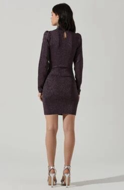 Tillie Metallic Mock Neck Mini Dress -Dresses Sales Store ACDR101381 PINKBLACK 6