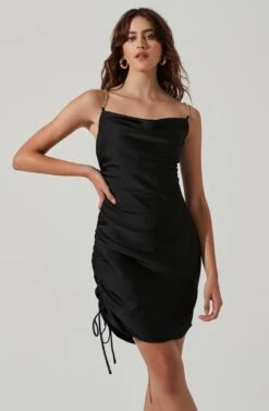 Trista Satin Rhinestone Strap Mini Dress -Dresses Sales Store ACDR101386 BLACK 2