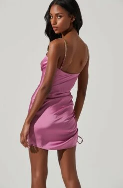 Trista Satin Rhinestone Strap Mini Dress -Dresses Sales Store ACDR101386 PINK 5