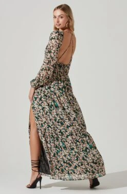 Francesca Floral Open Back Maxi Dress -Dresses Sales Store ACDR101389 BLACKGOLDMULTI 5