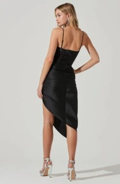 Anika Satin Rhinestone Embellished Midi Dress -Dresses Sales Store ACDR101431 BLACK 6