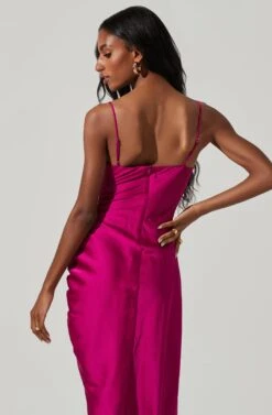 Anika Satin Rhinestone Embellished Midi Dress -Dresses Sales Store ACDR101431 FUCHSIA 5