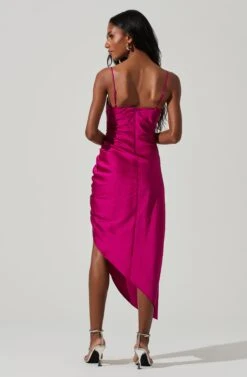Anika Satin Rhinestone Embellished Midi Dress -Dresses Sales Store ACDR101431 FUCHSIA 6