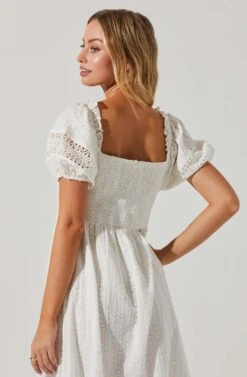 Itzel Eyelet Puff Sleeve Midi Dress -Dresses Sales Store ACDR101454 WHITE 5